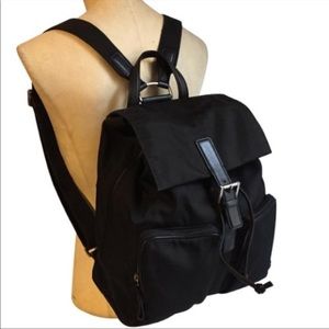 Vintage 90s COACH nylon leather backpack black medium size FiJ - 7432